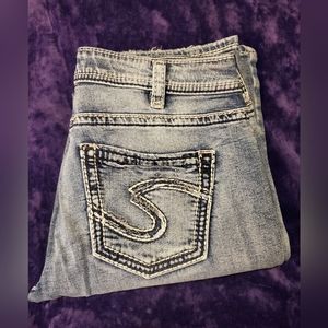 W32/L33 Silver SUKI High-rise Baby Bootcut Jeans
